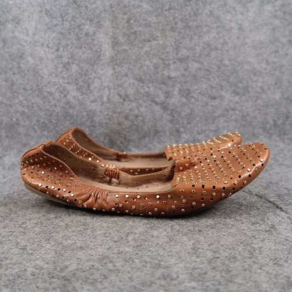 Steve Madden Shoes Womens 9 Ballet Flats Studs Perforated Brown Slip On Casual - Picture 1 of 12